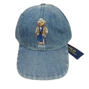 Polo Ralph Lauren Denim Cowboy Teddy Bear Leather Adjustable Strap Back
